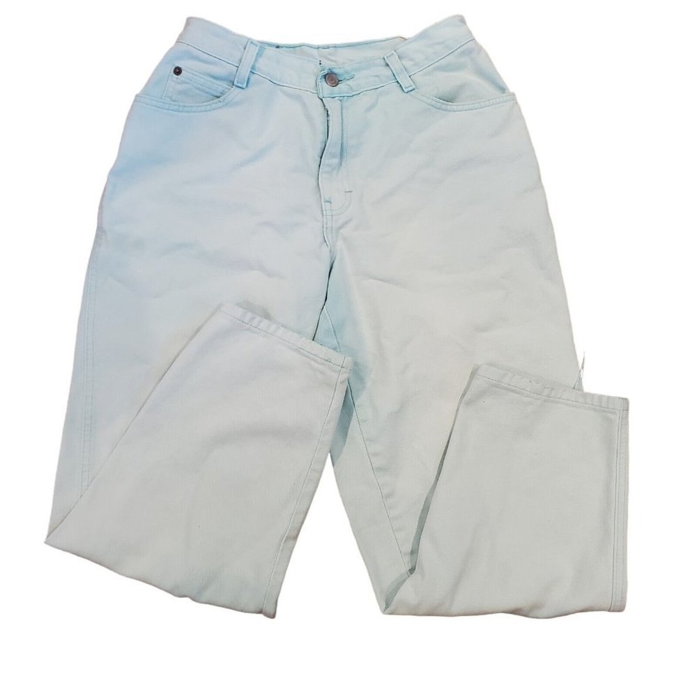 Vintage 90s Pastel Mint Green‎ Mom Jeans High Waisted Tapered Leg Sz 6 X 26